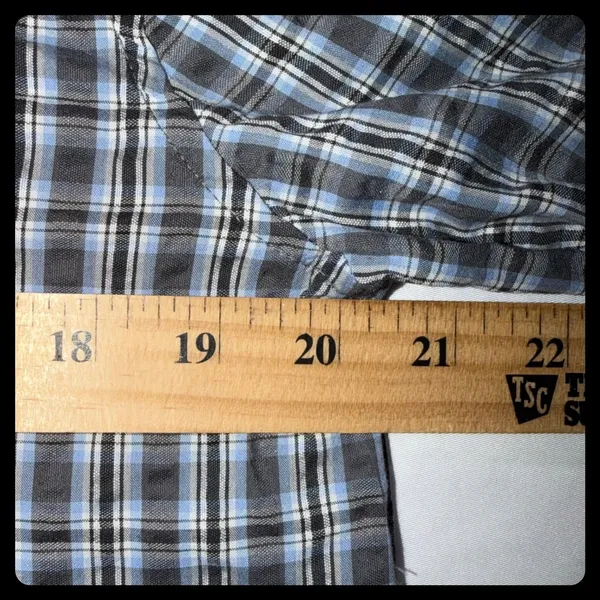 Aerie Pajama Set Women XS Blue Plaid Long Sleeve Button Up Wide Leg Set - Image 3