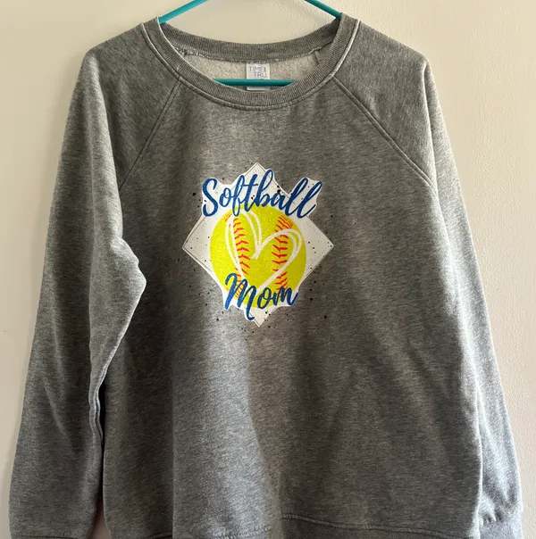 Softball mom Sweatshirt Gray Size XXL - Image 2