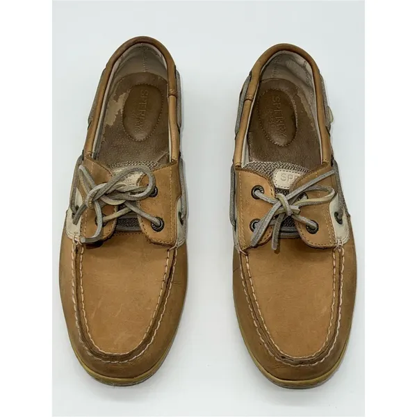 Sperry Women Tan/Beige Boat/Deck/Top Siders Shoes Loafers w/Leather Laces-Size 9 - Image 3