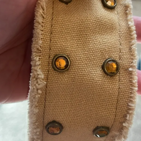 Vintage Y2k sparkling frayed fabric belt in tan - Image 4