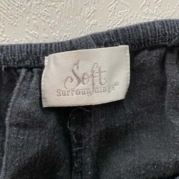 Soft Surroundings Black Linen Blend Wide Leg Cargo Pants Women’s L Boho Resort - Image 4