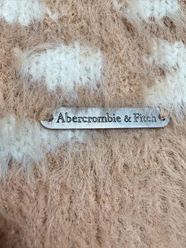 Abercrombie & Fitch Soft A&F Leopard Print Sweater Small S Tan White Scoop Neck - Image 7