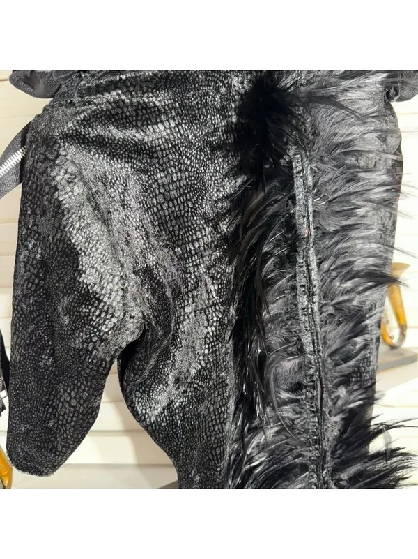 Dark Dragon Lord Warlock Costume Halloween cosplay Black Feathers Zippers gothic - Image 4