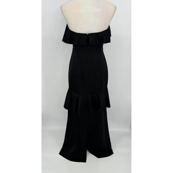 Lovers‎ + Friends Maxi Gown Dress Small Black Ruffle Strapless Formal Pencil - Image 5