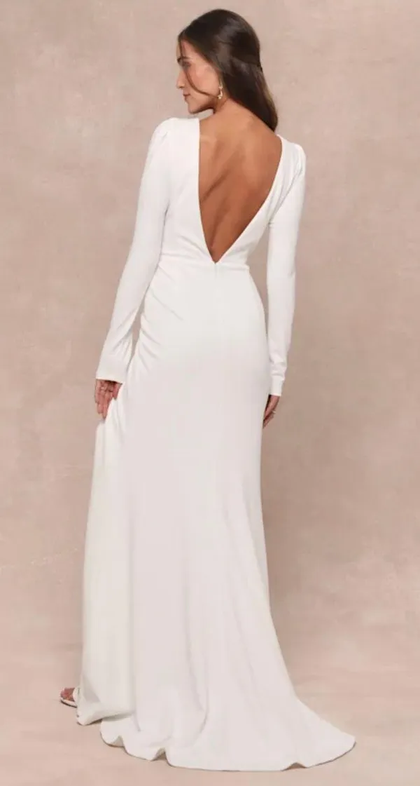 Lulus New Stunning Romance White Long Sleeve Mermaid Maxi Dress - Image 2