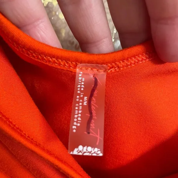 Free People Breathe Deeper Crop Tank Bright Orange Medium NWOT - Image 3