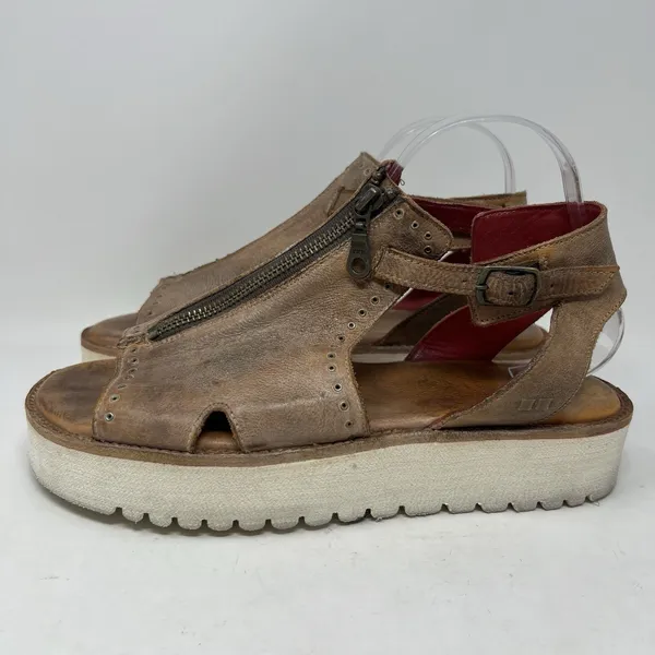 Bed Stu Clancy Buckle Platform Sandals Women's Size 10 Brown Leather Boho Rustic - Image 4