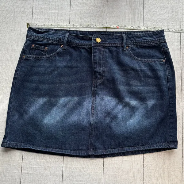 ChouYaTou Blue Denim Mini Skirt XL Cotton Blend - Image 7