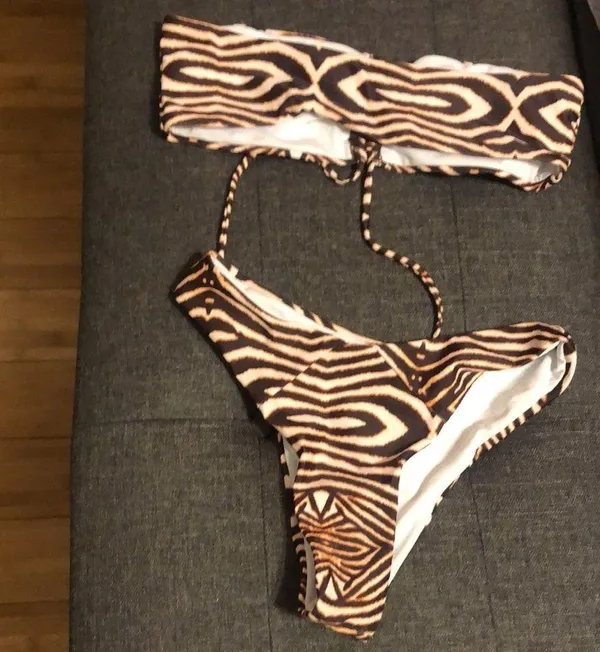 SheIn Animal Print Bikini Set Brand New Tan/Brown Women’s Size Small - Image 3
