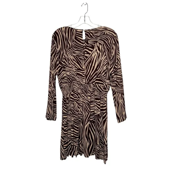 H&M Women's Zebra Print Long Sleeve Cinched Waist Mini Dress Size 14 - Image 8