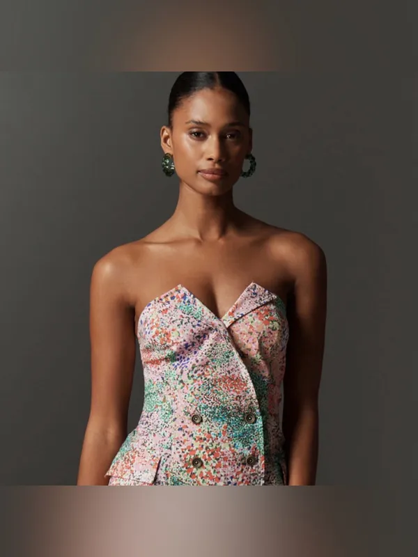 Maeve Strapless Multicolor Confetti-Print Mini Dress - Image 3