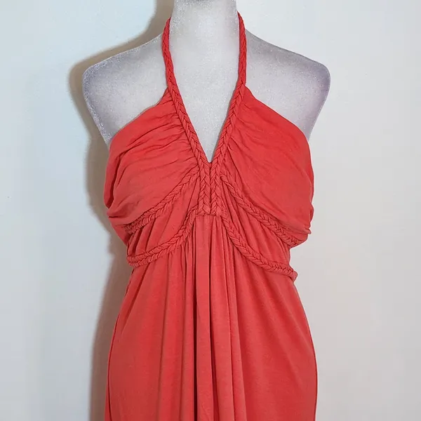 VENUS Coral Red Halter High Low Dress Size Large - Image 4