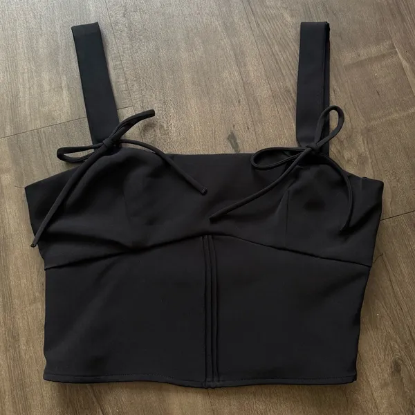 New With Tag ZARA Black Crop Top With Bow detailing - Image 5