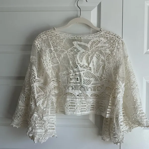 Farm‎ Rio Guipire Lace Blouse Off White Size XS NWT - Image 6