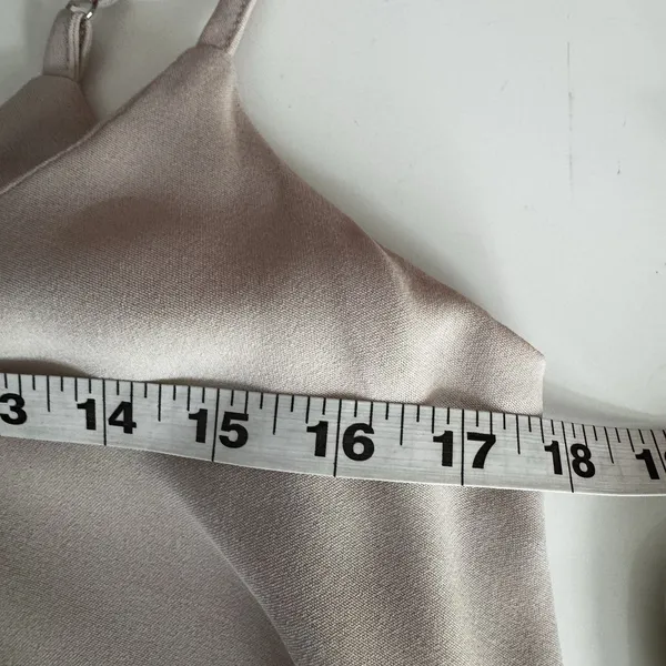 SHEIN Beige Handkerchief Hem Midi Dress Flowy Minimalist Boho Chic Lagenlook SM - Image 7