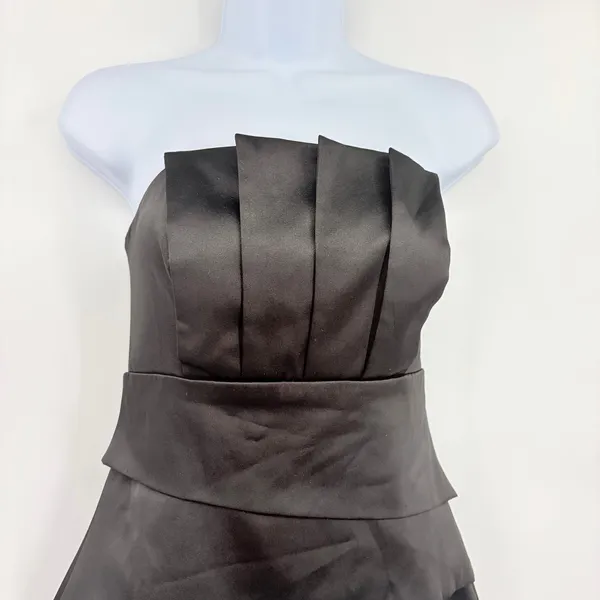 White House Black Market Strapless Satin Dress Sz 0 Y2K HOCO Tiered Cocktail - Image 3