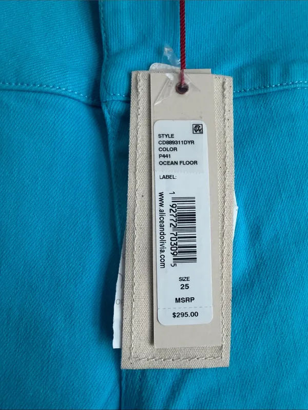 Alice + Olivia Sofia High Rise Boyfriend Jeans in Ocean Floor Blue, Size 25, NWT - Image 14