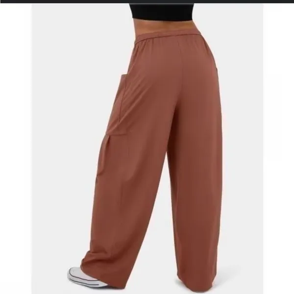 Halara Rust Wide-Leg Pants with Pockets Medium High waist Cargo Pull on - Image 2