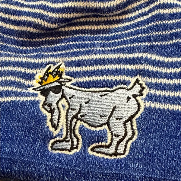 GOAT royal blue Striped Pom-Pom Beanie unisex - Image 2