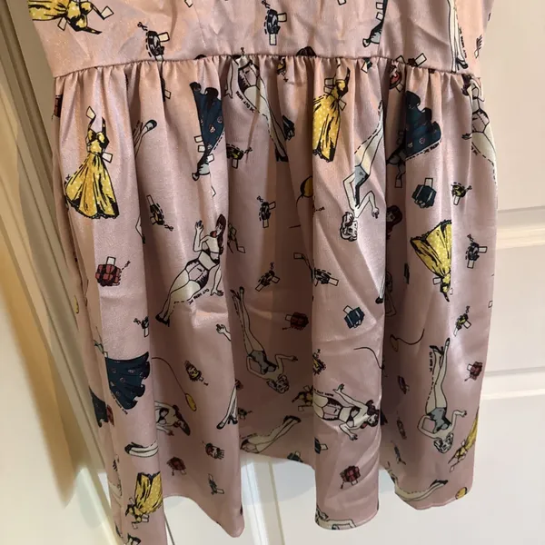 Unique Vintage Smak Parlour Pink Retro Paper Doll Halter Neck Dress Size Large - Image 3