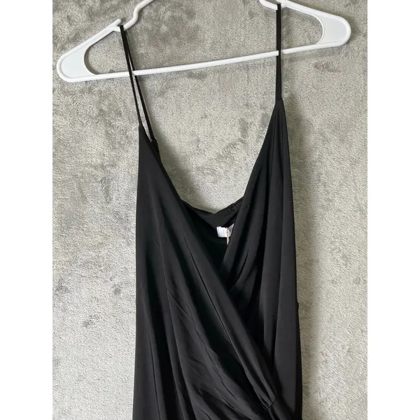 MESHKI Caroline Draped‎ Wrap Midi Dress Black XXS Cocktail Party Wedding New - Image 2