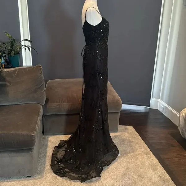 Women’s Black MermaidFit Sequins Party Prom Formal Dress LaceUp Back Size 4 - Image 3