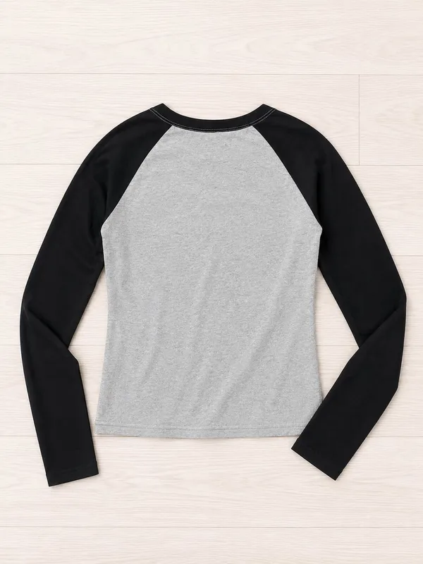 Brandy Melville Women's Off-Shoulder Raglan Long Sleeve Top Black Grey S - Image 2