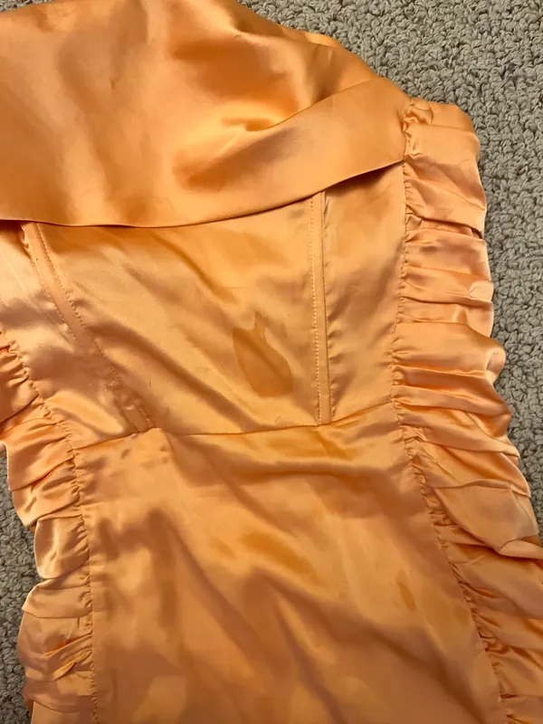 Satin Mini printed Dress Orange Size M - Image 3