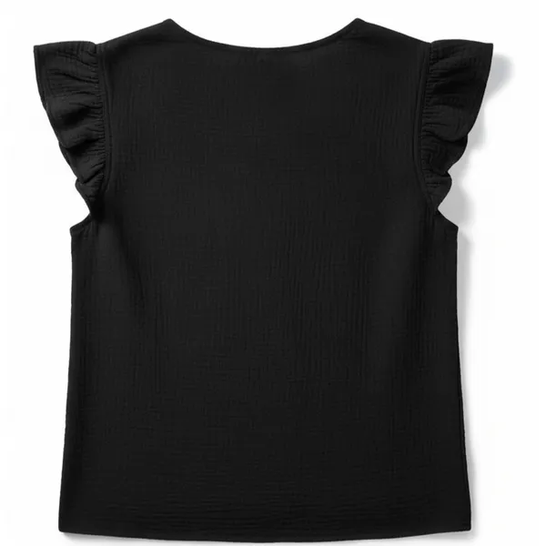 Three Dots Womens V-Neck Gauze Shirt Size S Double Layer Cotton Short Sleeve - Image 2