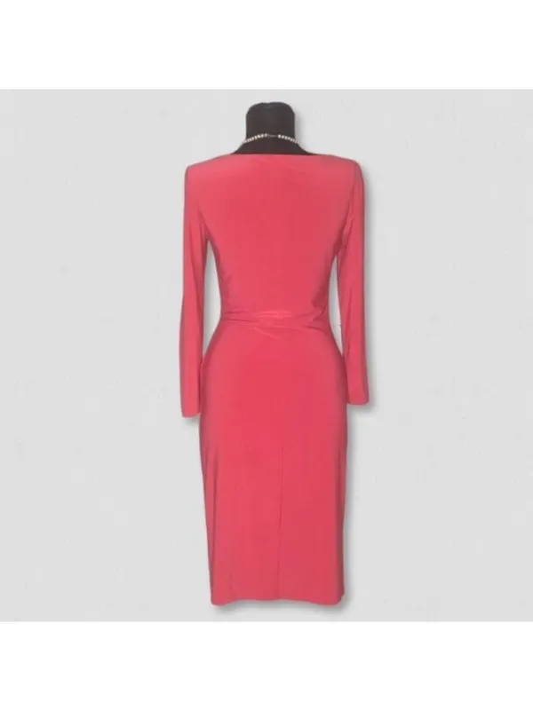 Ralph Lauren Midi Dress coral Pink Derby elegant wedding guest Old Money glam S - Image 2