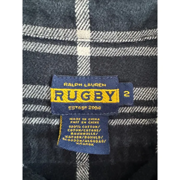 Ralph Lauren Rugby Womens Black White Plaid Flannel Button Down Shirt Size 2 - Image 3