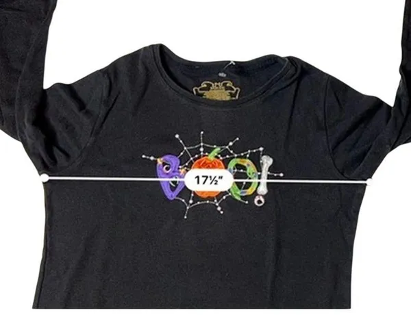 BCTC Apparel Halloween BOO! Black Long Sleeve T-shirt SMALL 4-6 Whimsical Casual - Image 6