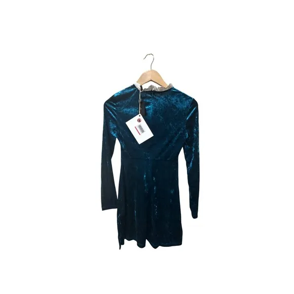 Maje Randy Blue Velvet Long Sleeve‎ Dress Size 2 - Image 9