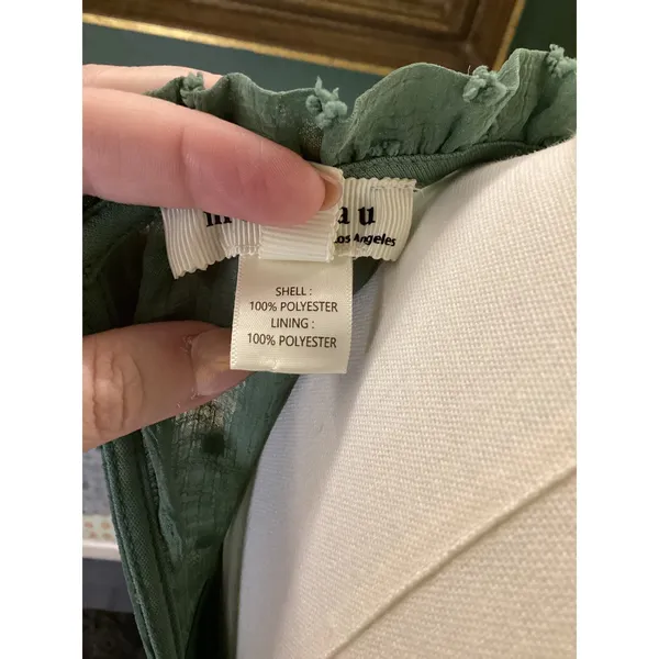 Monteau Los Angeles Sage Green Swiss Dot Ruffle Tiered Midi Dress Small - Image 6