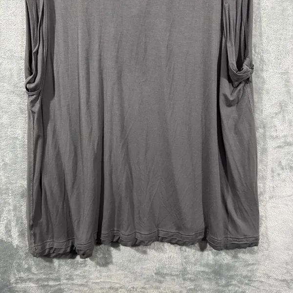 POL Tank Top Charcoal Grey V-Neck Pleated Shoulder Hem Size Large - Image 12