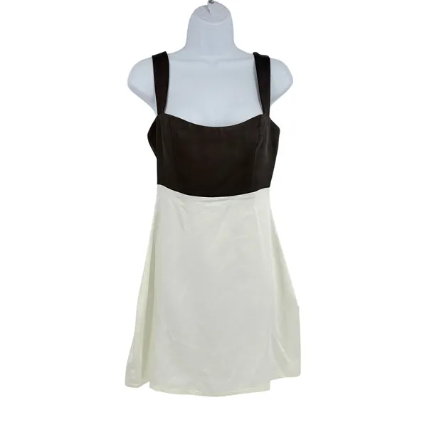 Princess Polly Y2K Satiny Mini Dress Sz 4 Babydoll Quiet Luxury HOCO Colorblock - Image 2