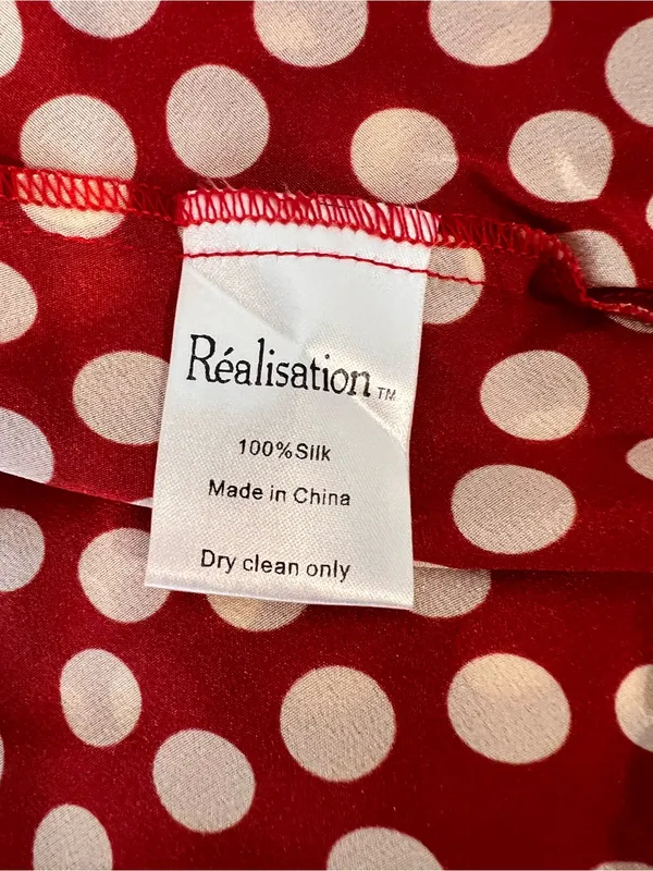 Realisation Par Simone Halter Strap Tie 100% Silk Polka Dot Maxi Dress Size XS - Image 7
