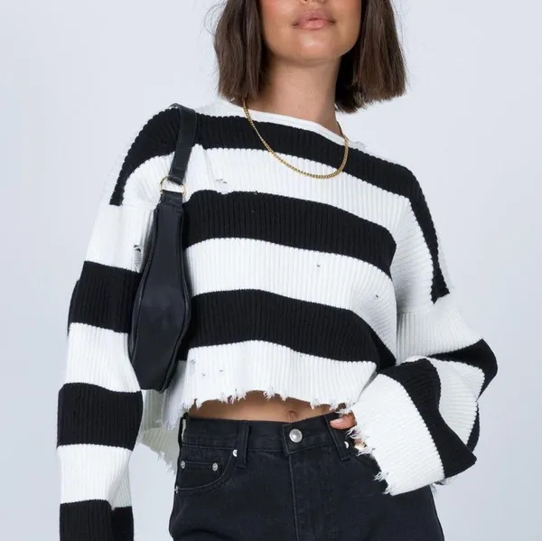 Princess Polly London Bridge Striped Distressed Sweater size XS/S - Image 9