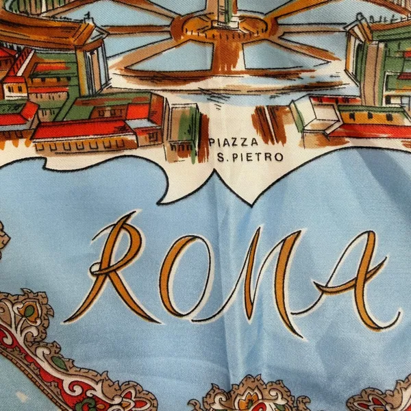Scarf Roma Italy Souvenir Landmark Print Blue Travel Core Vintage Accessory - Image 4