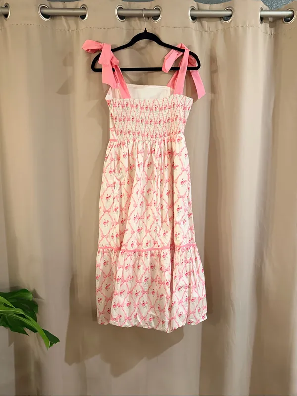 Entro Pink and White Floral Tie-Shoulder Sundress - Image 3