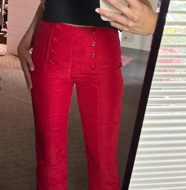 High-Rise Wide-Leg Pants in Red - Image 2
