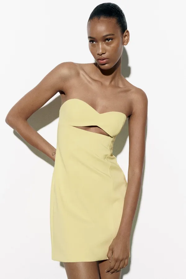 Zara Bodycon Strapless Mini Lemon Party Coctail Shower Bridal 🍋Dress - Image 14