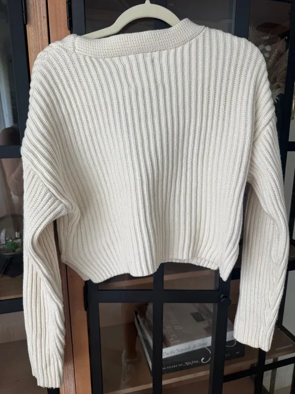 Abercrombie merino wool cardigan sweater ribbed cropped button down knit - Image 5