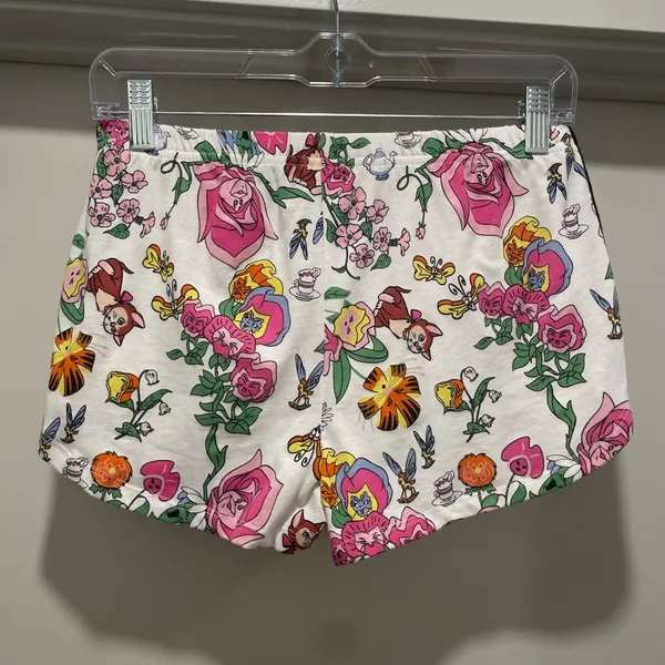Disney Alice in Wonderland White Graphic Print Pajama Sleep Shorts - S - Image 5