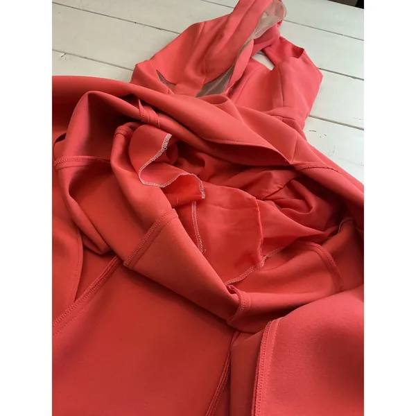 BCBGMAXAZRIA Women Coral‎ Deep V-Neck Cutout Sleeveless Maxi Gown Dress Size 0 - Image 8