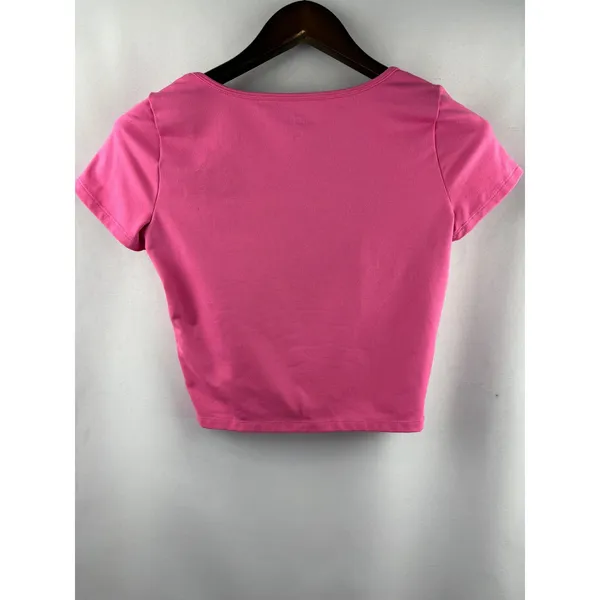 Women’s Hollister Medium Hot Pink Short Sleeve Crop Top - Image 3