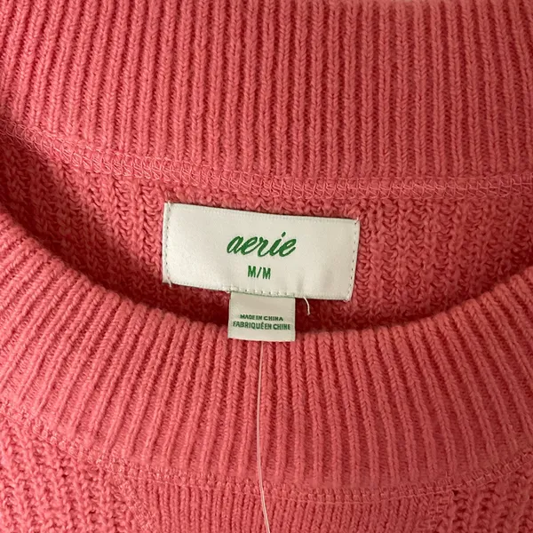Aerie Oversized Crew Neck Sweater‎ Size Medium Salmon New - Image 2