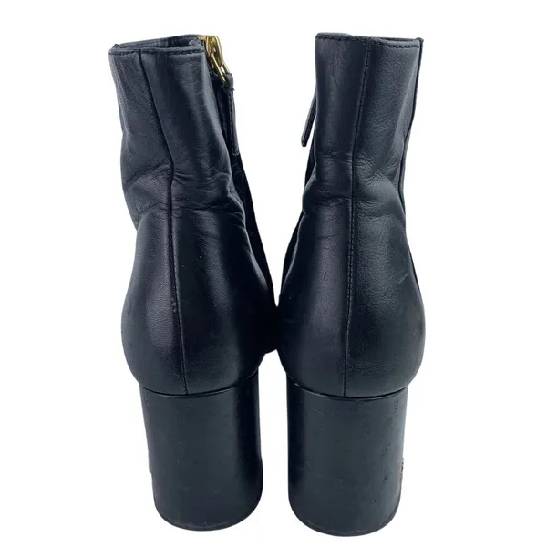 Tory Burch Brooke Womens Black Leather Block Heel Round Toe Zip Ankle Boots 8.5M - Image 3
