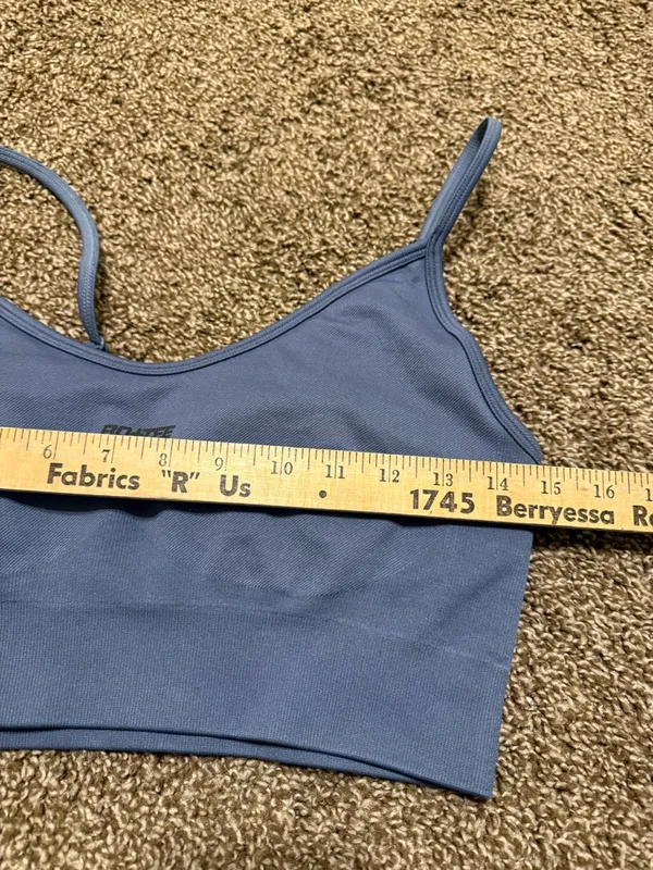 BO+TEE Womens Blue Seamless Spaghetti-Sport Bra - Image 6