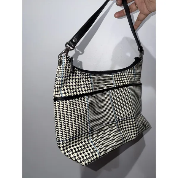 Vintage Lauren Ralph Lauren Houndstooth Zippered Purse Bag Detachable Strap M - Image 5